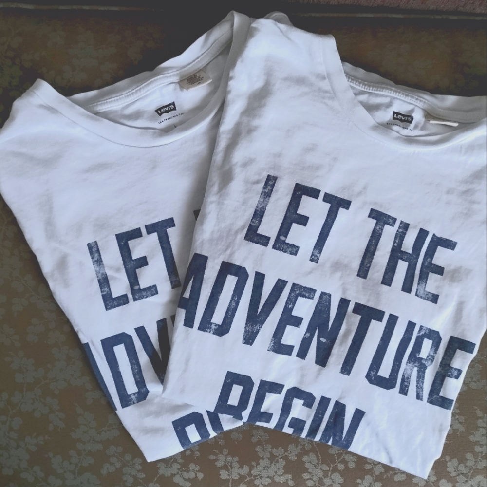 Levi's Matching T Shirts M/L "Let The Adventure Begin"